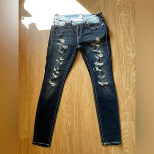 TRUE RELIGION Distressed Blue Jeans for Women